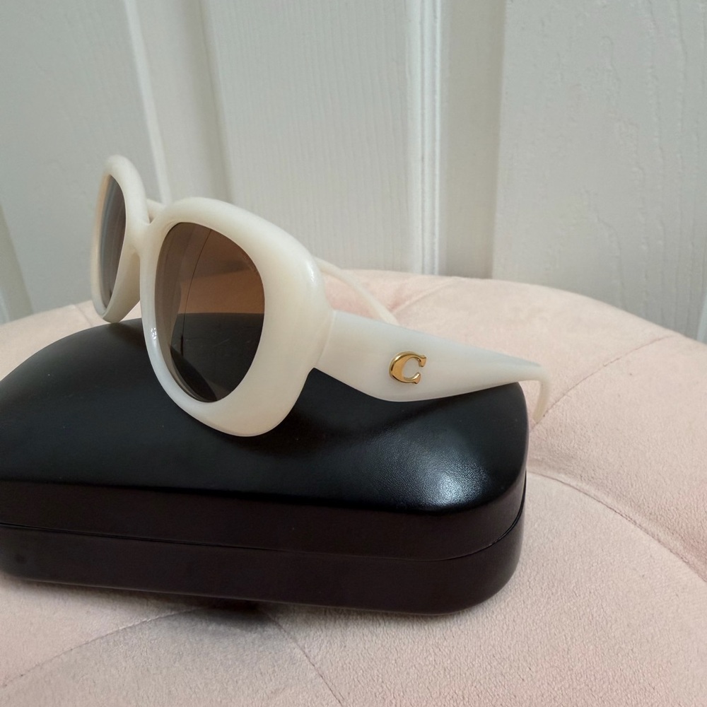 Coach Tabby Icon Milky White Oval Sunglasses - Picture 7 of 8